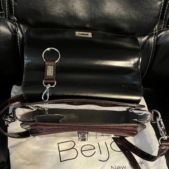 Beijo Shiny Brown Crossbody Bag - Picture 3 of 4
